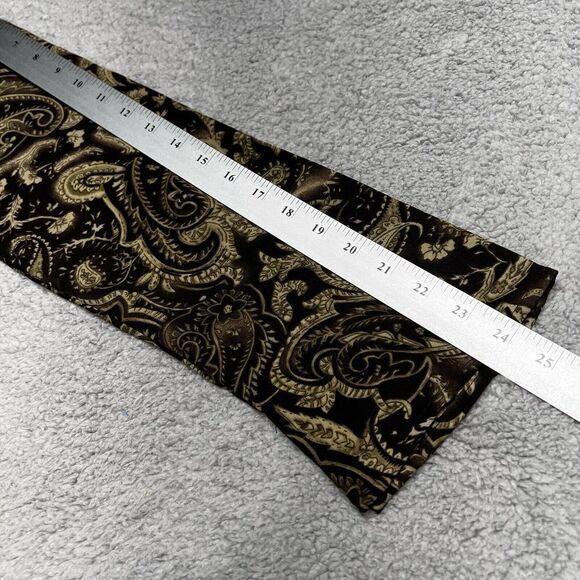 Giorgio Fiorlini Womens Blouse Large Paisley  Print Black Gold Career Wear VNeck - Picture 12 of 15